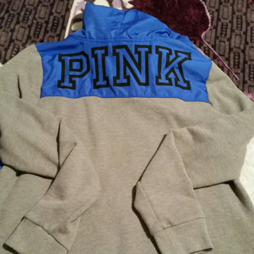PINK VS Blue grey quarter zip hoodie
